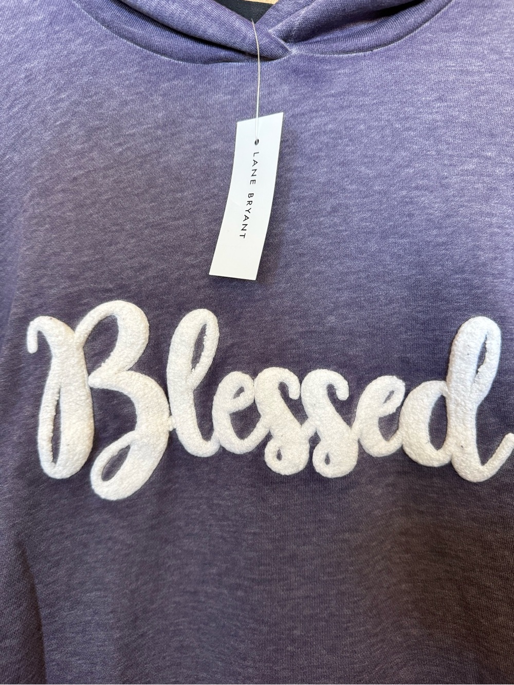 Lane Bryant Lavender Pullover Hoodie with White "Blessed" Script - Picture 3 of 7